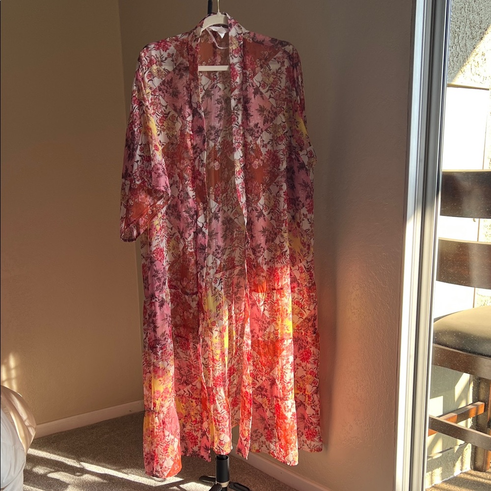 LC Lauren Conrad Floral Kimono - Pink and Orange
